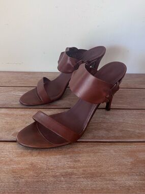 Jenny Kayne Coco Brown Leather Heels size 39 MADE IN ITALY